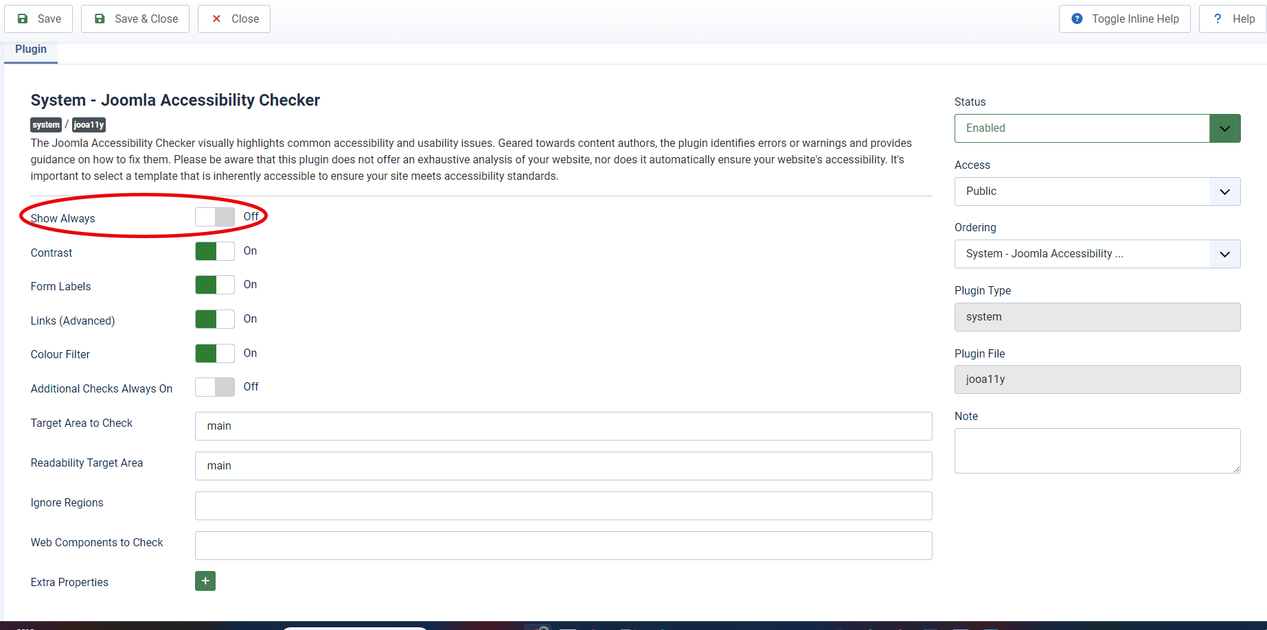 Accesibility configuration 1st step