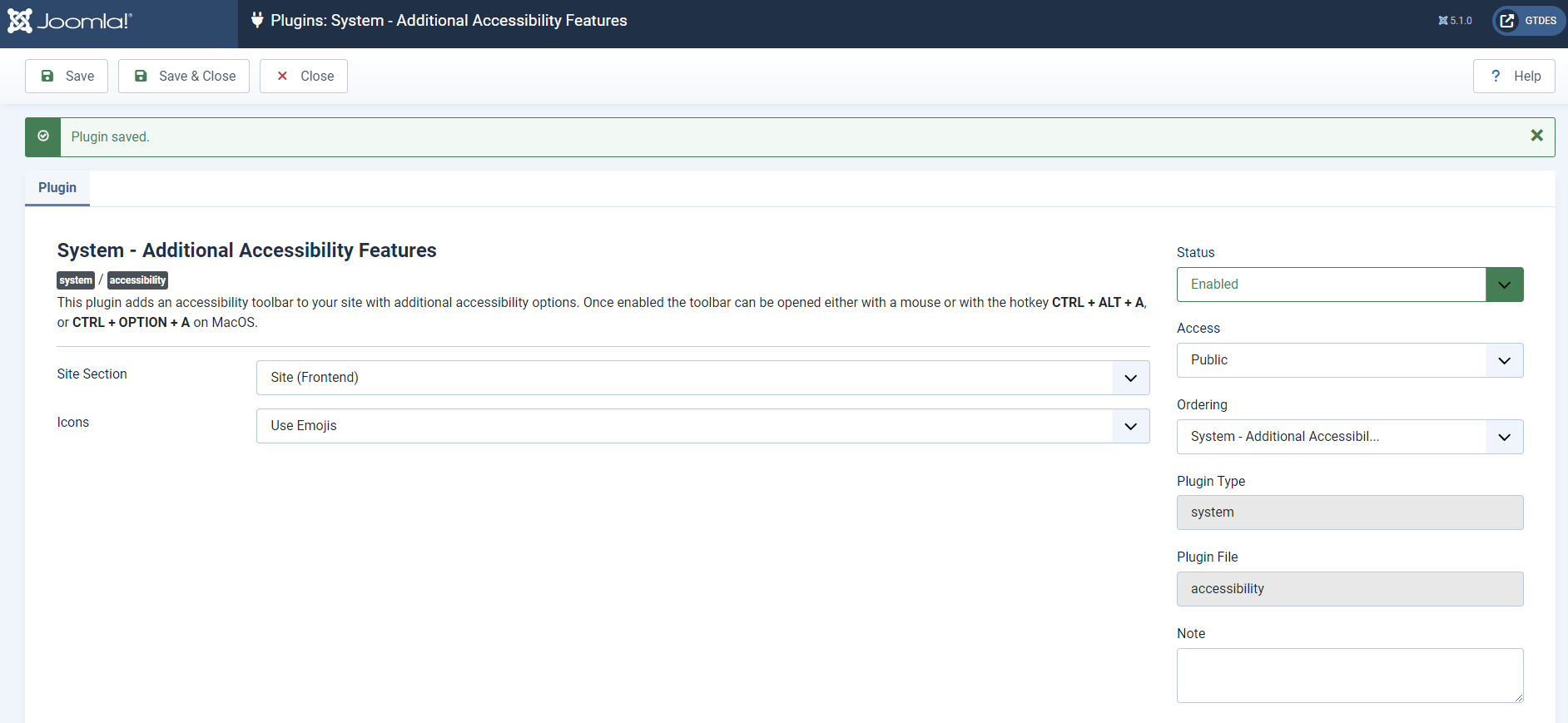 Accesibility configuration 1st step
